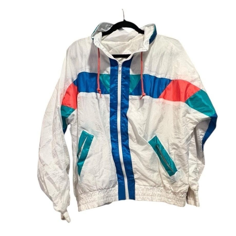 VTG Westside Connection 80s Retro Zip Windbreaker Jacket Color Block Women's L